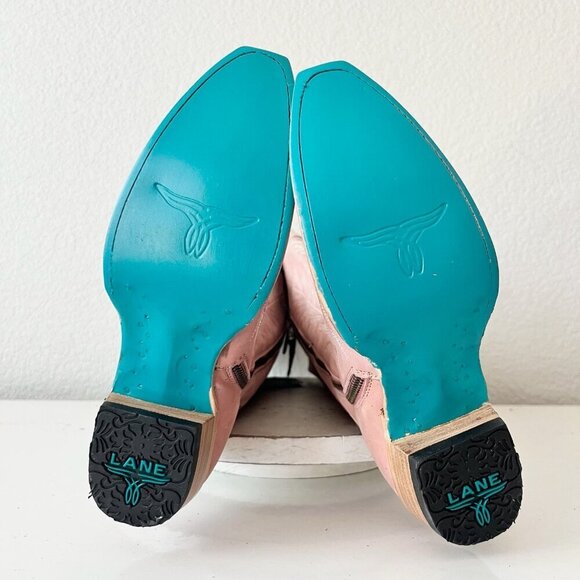 Lane LEXINGTON Over the Knee Womens Cowboy Boots 6 Pink Western Cowgirl Lace up - Picture 10 of 15